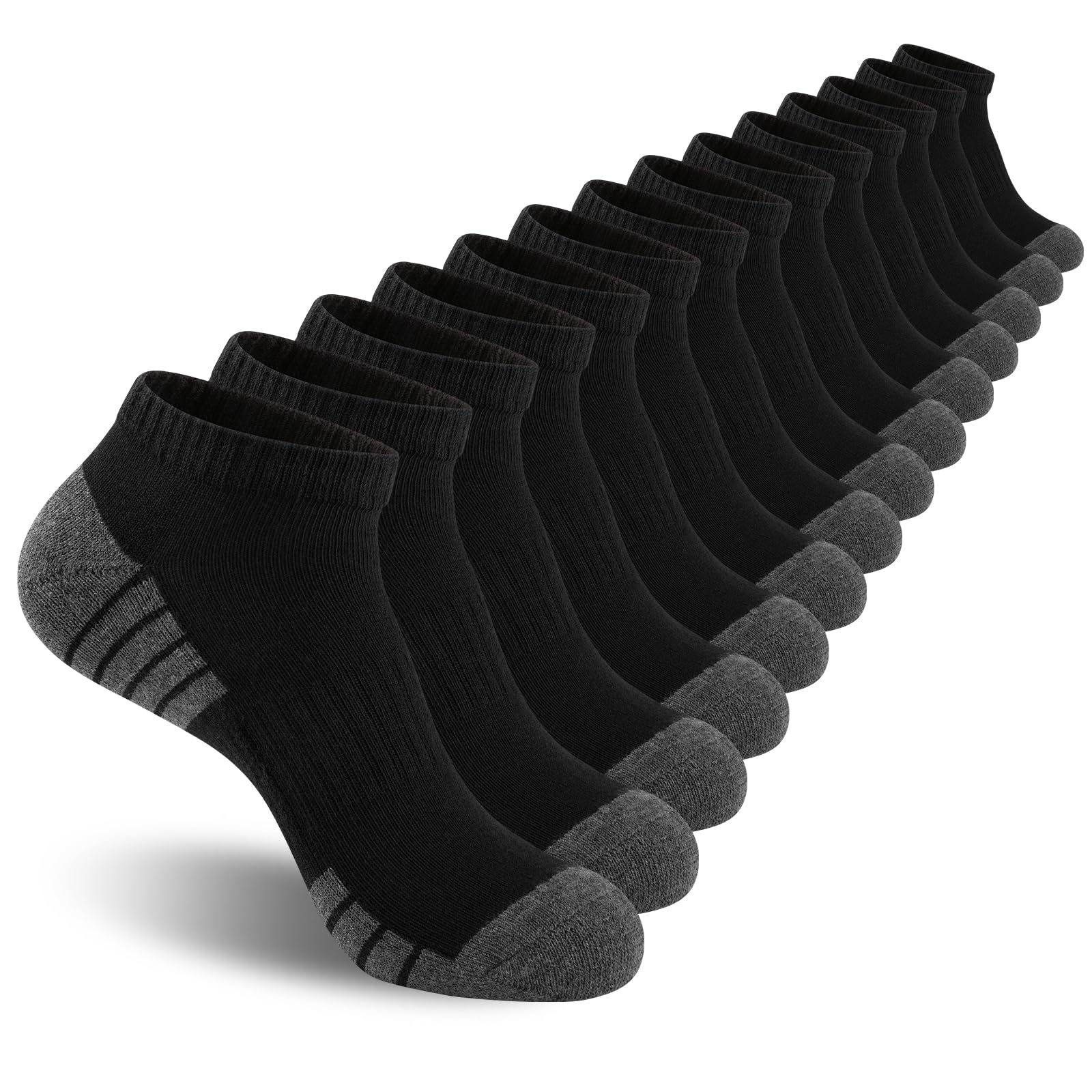 Heatuff Mens Cushioned Ankle Socks Breathable Moisture Wicking Low Cut Casual Socks 7 Pairs