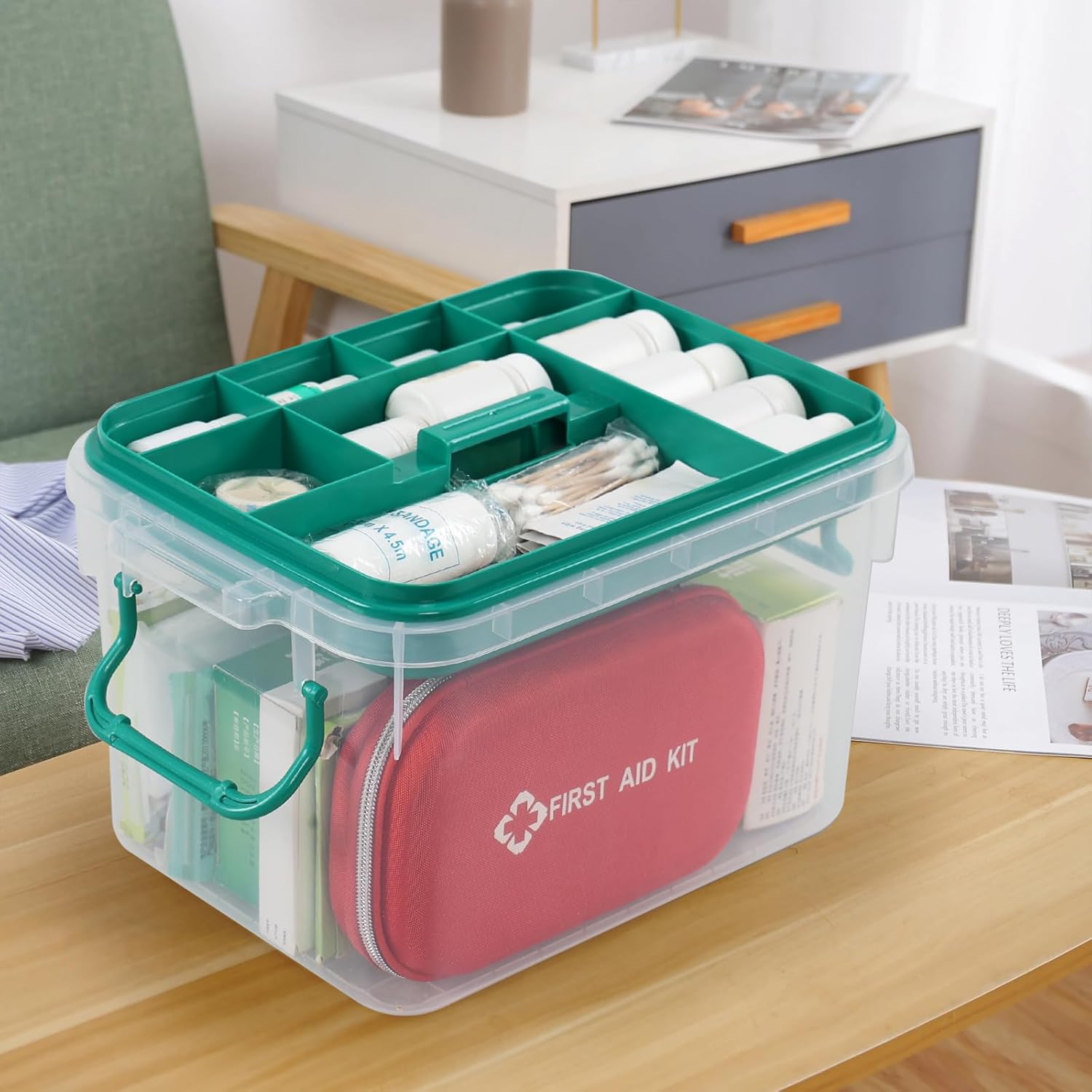 Medical Box, Plastic Emergency First Aid kit, First Aid Empty Box, Medicine Storage Container