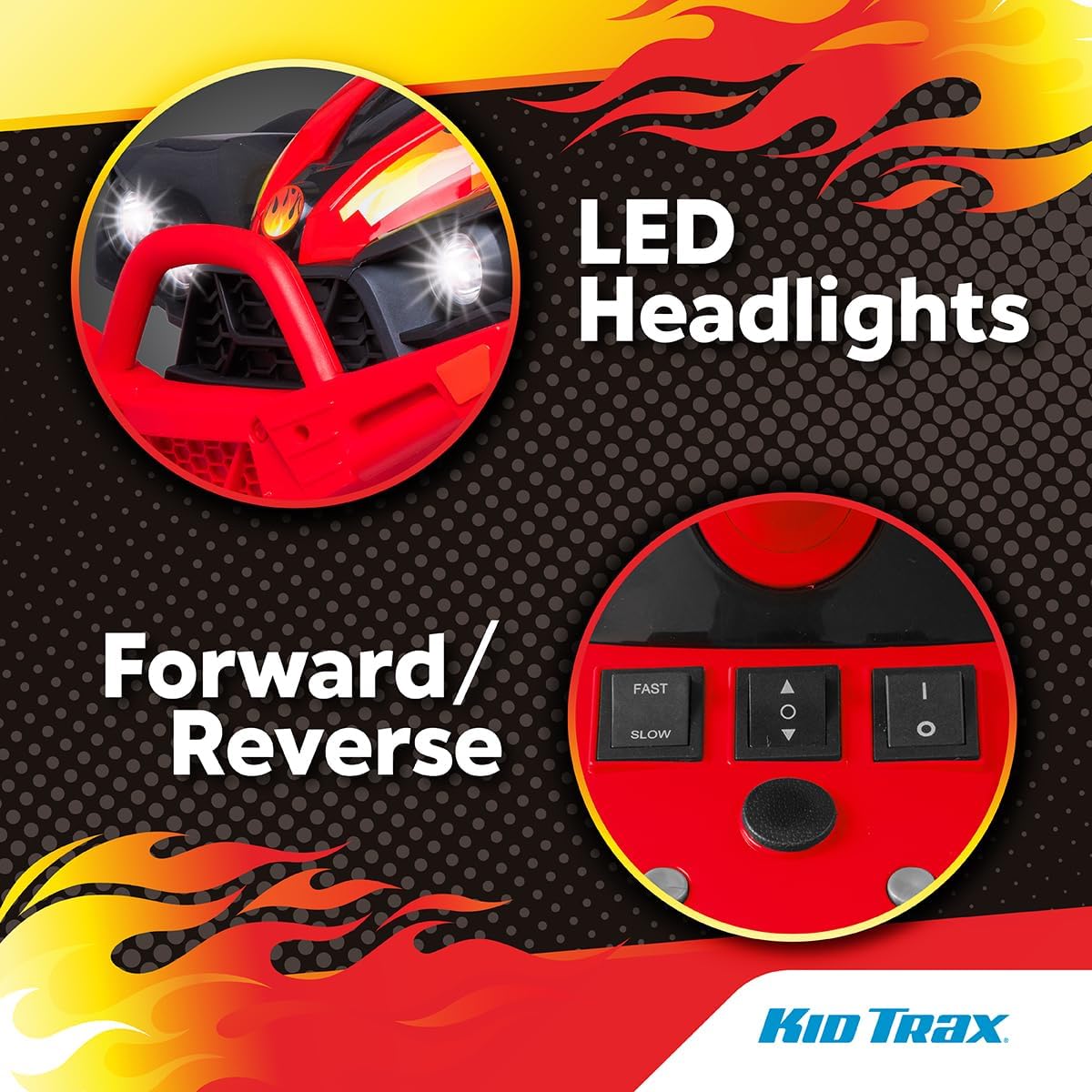 Kid Trax 12V ATV Ride On - Electric ATV, 2 Speed, Ride On Toys, Led Headlights, Quad Four Wheelers, Forward and Reverse, Kids Car Ride On, Indoor/Outdoor Toys, Max Weight 77 lb, Ages 3-8, FIRE RED