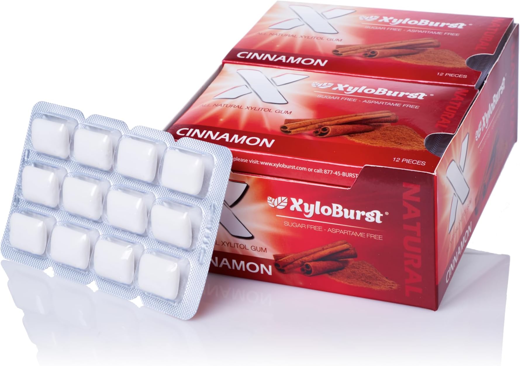 Gum | Xylitol Chewing Gum | Sugar Free, Gluten Free, Keto Friendly | Aspartame Free Gum For Oral Health | Cinnamon | 12 Pieces, Pack of 12