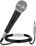 Pyle Professional Dynamic Vocal Microphone - Moving Coil Dynamic Cardioid Unidirectional Handheld Microphone with ON/OFF Switch Includes 15ft XLR Audio Cable to 1/4'' Audio Connection - PDMIC59