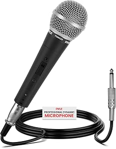 Pyle Professional Dynamic Vocal Microphone - Moving Coil Dynamic Cardioid Unidirectional Handheld Microphone with ON/OFF Switch Includes 15ft XLR Audio Cable to 1/4'' Audio Connection - PDMIC59
