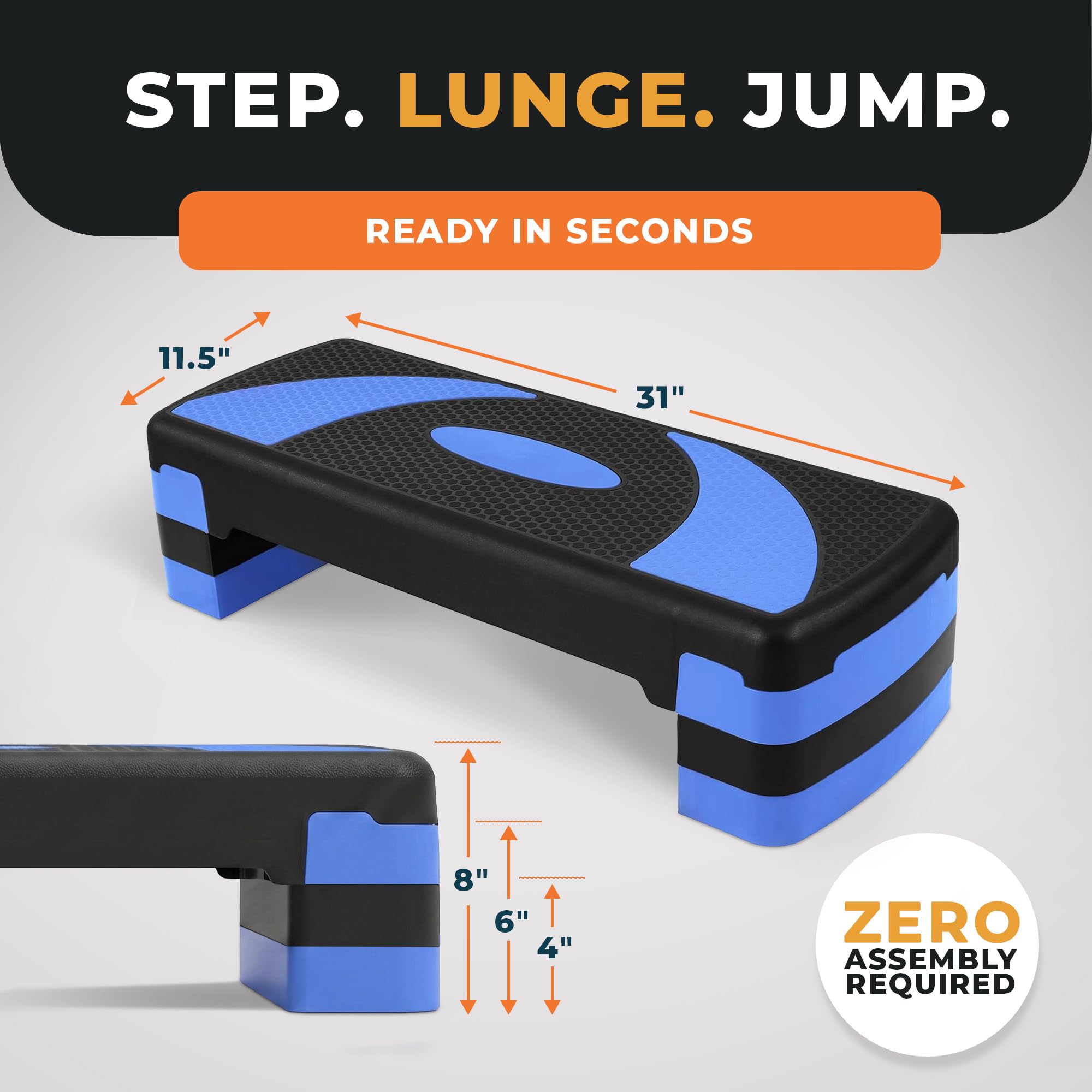 BalanceFrom Aerobic Step Plattformtrainer mit verstellbaren 3-stufigen Erhöhungen, 180 kg Gewichtskapazität, rutschfester Übungsstepper für Cardio-, Kraft- und Fitness-Workouts zu Hause oder im