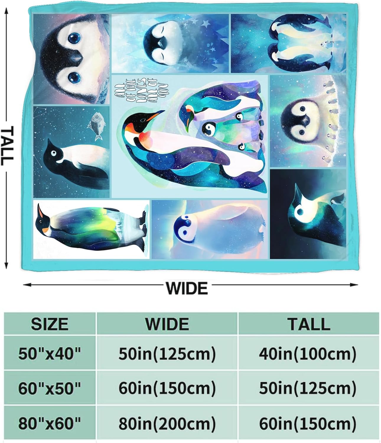 Penguin Blanket for Girls Women Boys Men Adults Kids Soft Cozy Fleece Cute Penguin Animal Throw Blankets Gifts Warm Flannel Plush Lightweight Decorative for Couch Bed Sofa 60"X50"