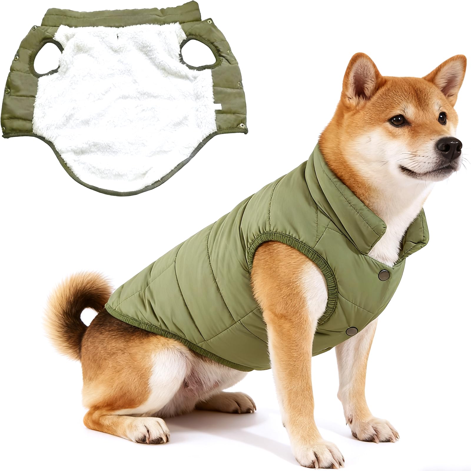 Asmea Dog Coat Warm Fleece Dog Jacket Waterproof Dogs Coat for Large Dogs Soft Puppy Coats Winter Pet Clothes for Cold Weather Doggie Chrsimas Jacket Green XXL