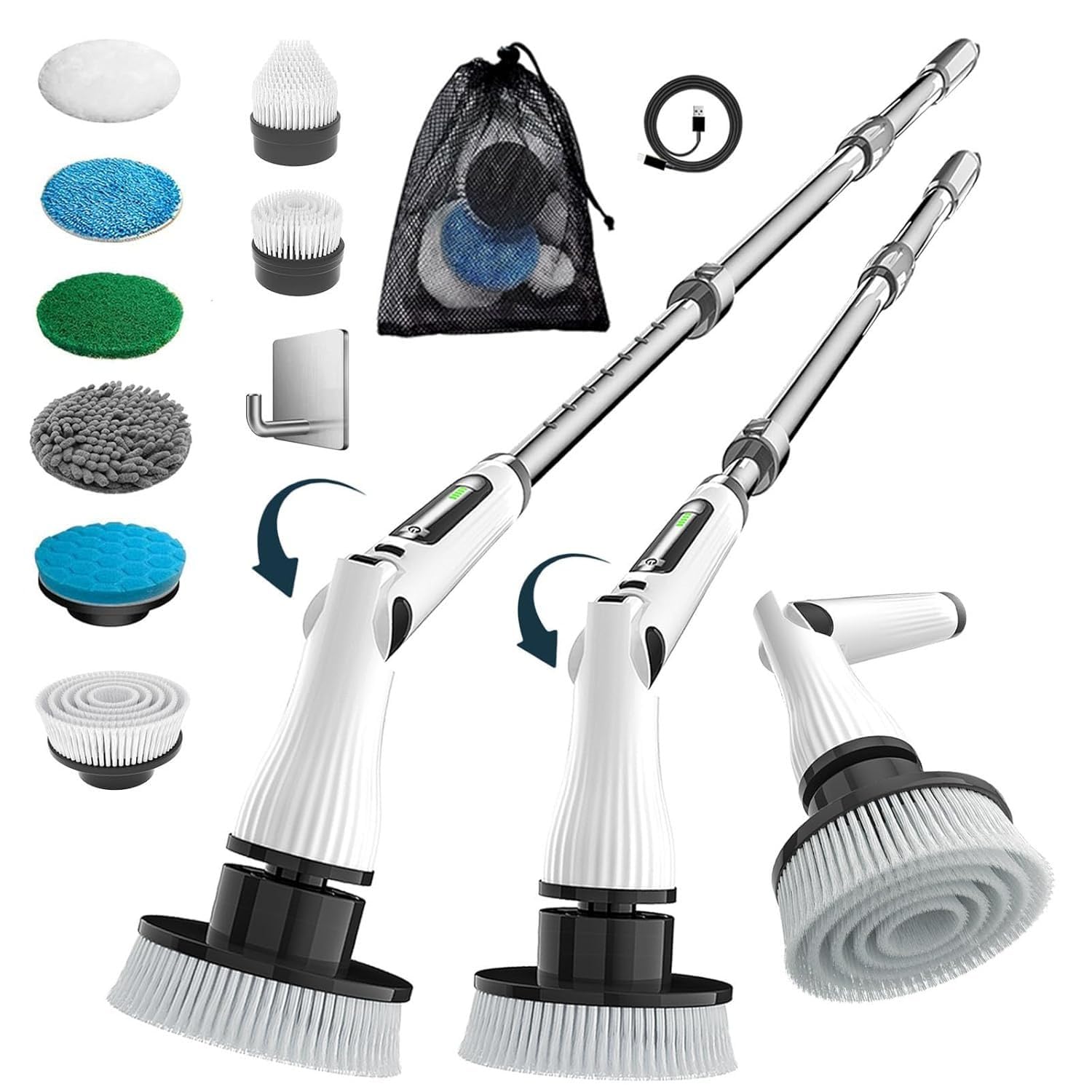 9 in 1 Electric Spin Scrubber Brush Rechargeable Cleaning Brush with Multiple Brush Heads for Bathroom Kitchen Floor Tiles Sink Bathtub Household Cleaning-image-49