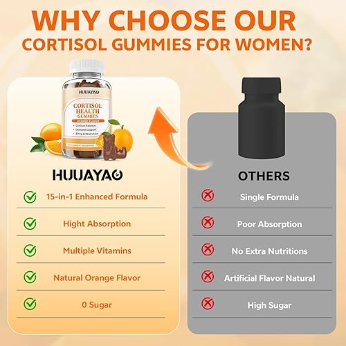 Miniatura 4 de Gomitas de cortisol 15 en 1, suplementos de cortisol con glicinato de magnesio, Ashwagandha Rhodiola Rose y complejo de L-teanina para relajación,