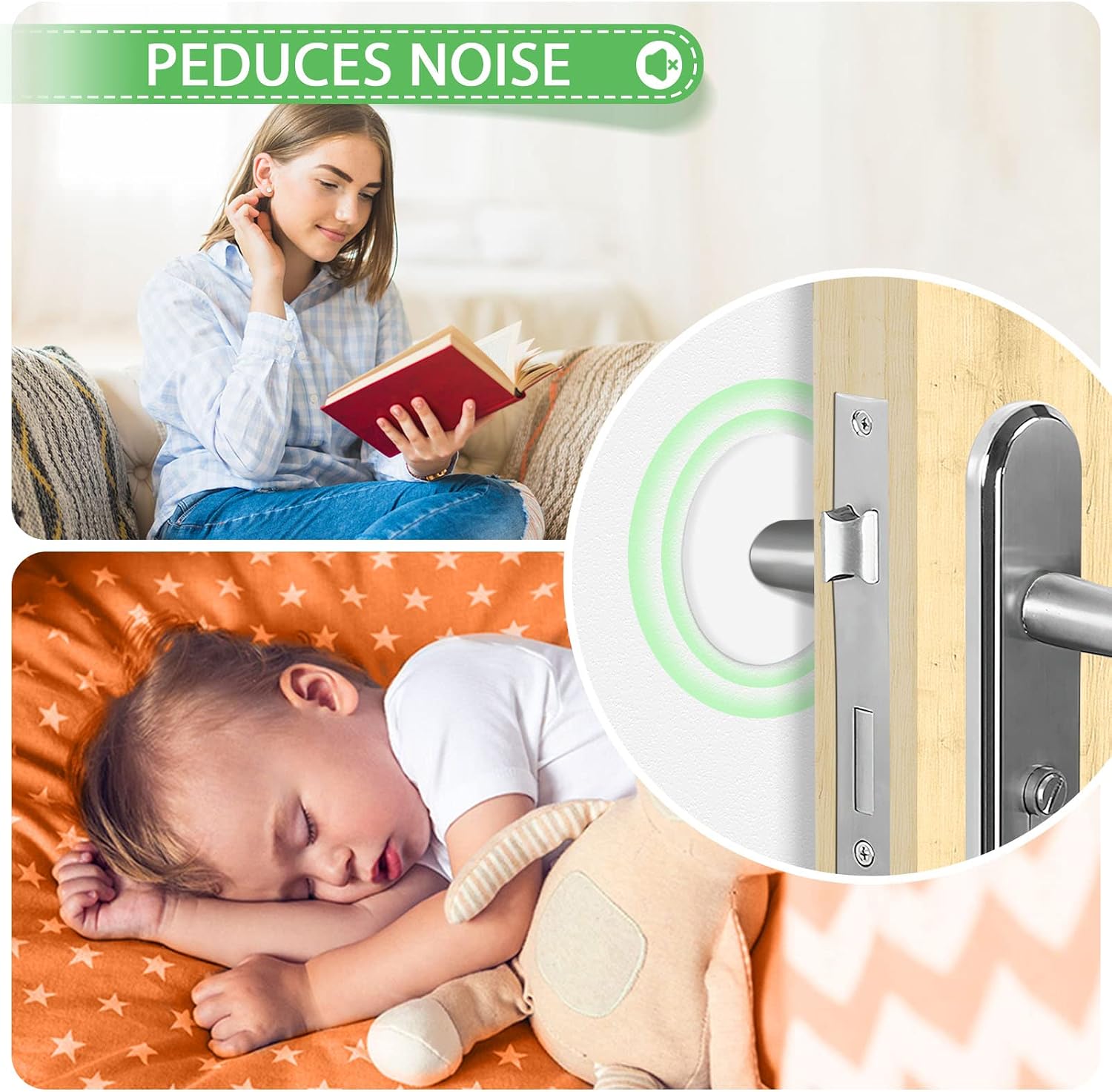 8 PCS Large Door Stoppers Wall Protector, Door Knob Protector for Wall Door Stopper, Refrigerator Furniture Silicone Bumpers, Quiet Shock Absorbent - Door Handle Protector (White 2.36")