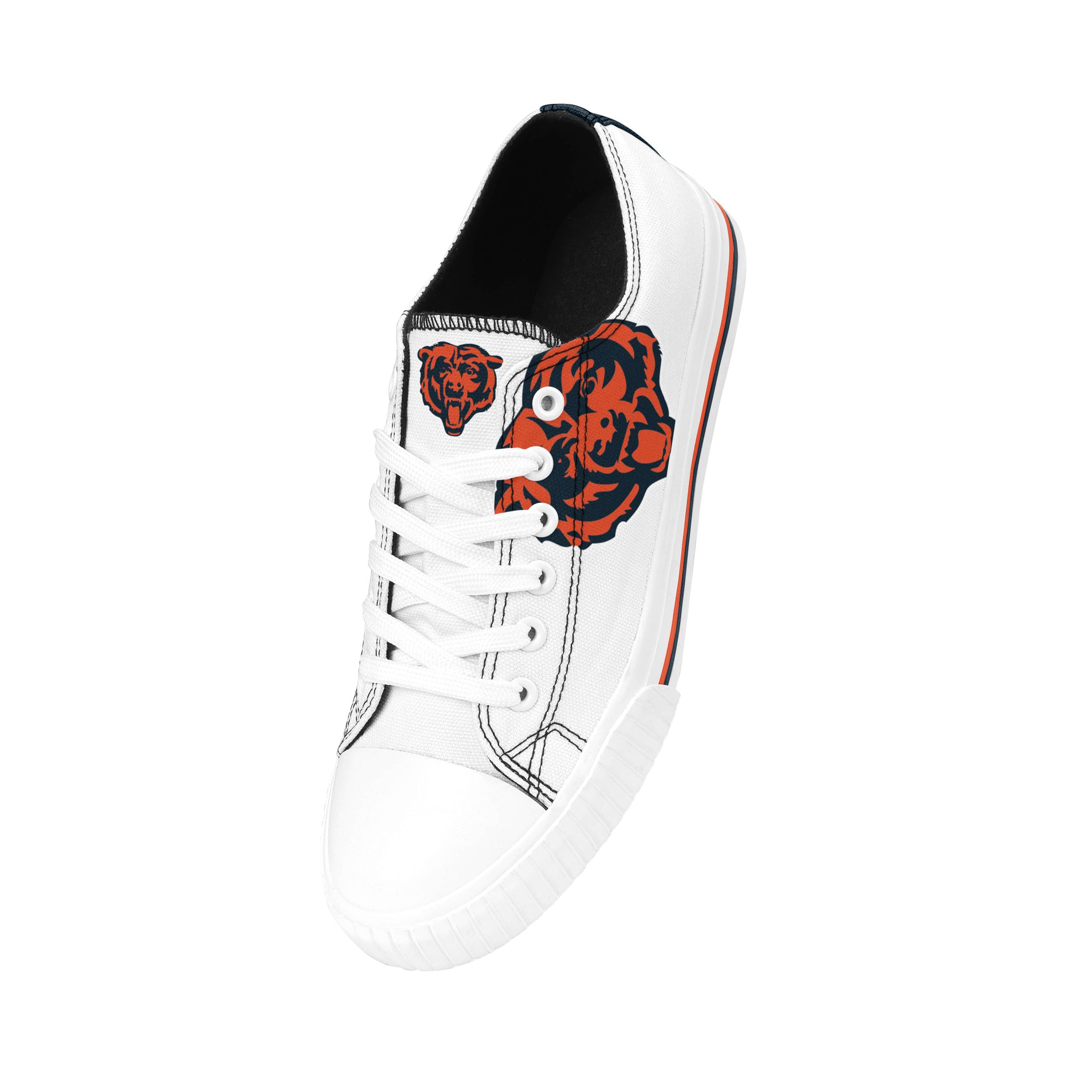 FOCO Chicago Bears NFL Womens Big Logo Low Top White Canvas Shoes - 9/XL
