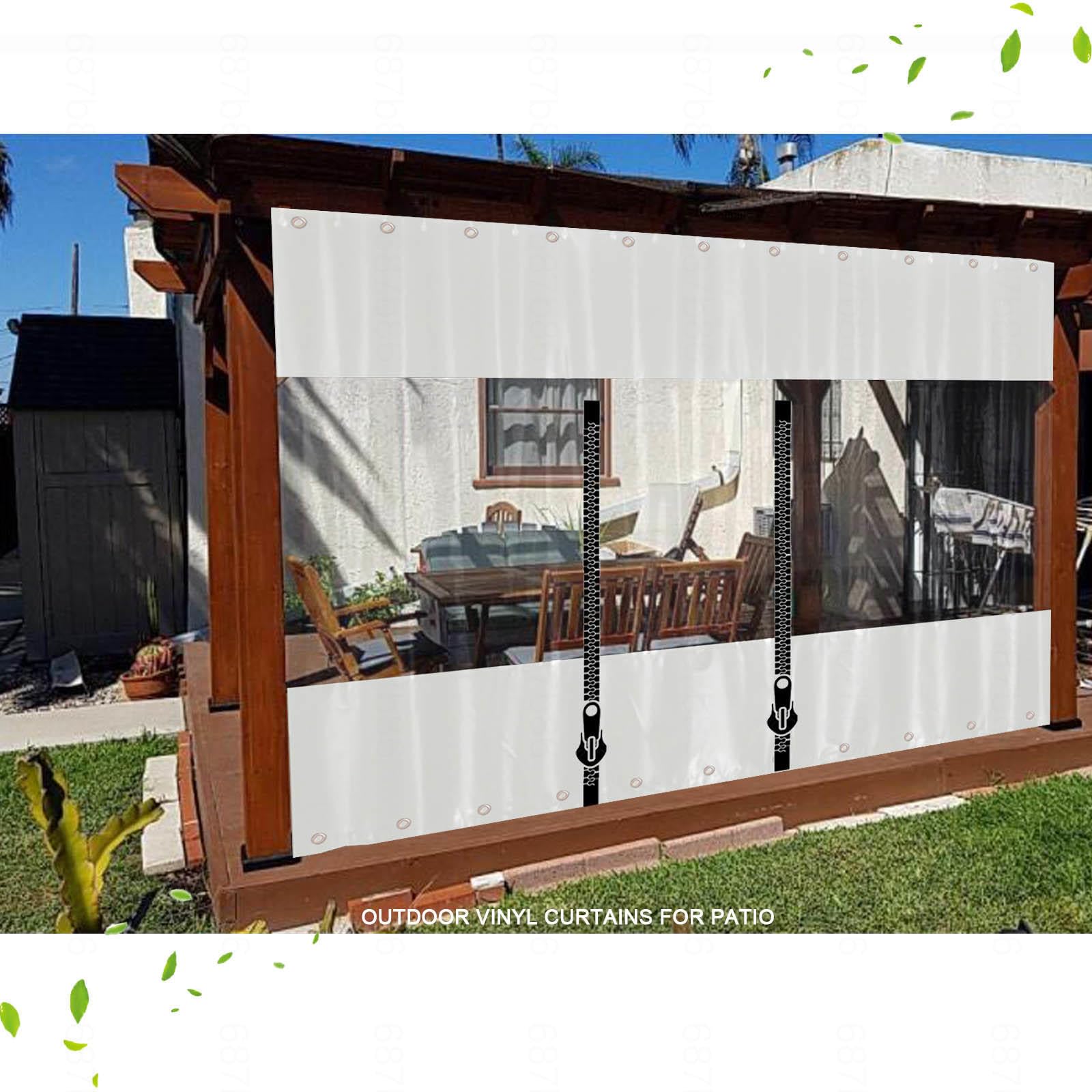 Rideaux Extérieurs En PVC Transparent 2,8x2 M - Imperméables, Avec Fermetures éclair - Pour Pergola, Terrasse - 8