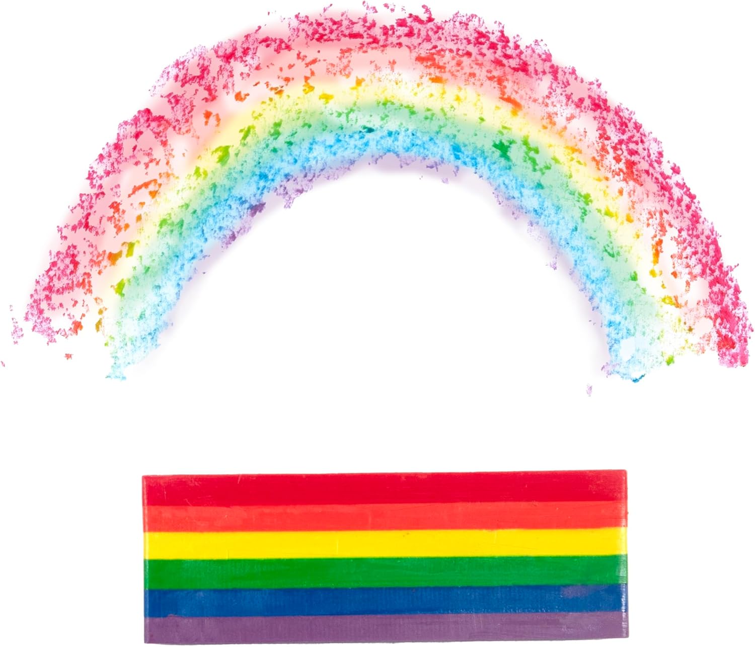 eeBoo: Jumbo Wax Crayon: Rainbow Striped – 6 Vibrant Colors in One Chunky Crayon, 4" x 1.5" x 0.625" Block, Art & Coloring Supplies, Kids Ages 3+