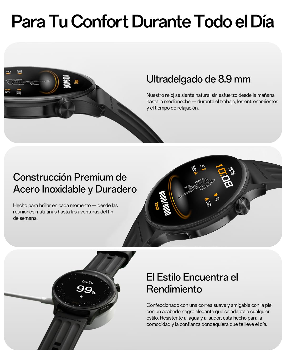 OPPO Watch S Smartwatch, Pantalla AMOLED 1,46" 3000 Nits, Diseño Ultrafino de Acero Inoxidable, Batería 10 Días, Seguimiento SpO2 Sueño Pulso, 100+ Modos Deportivos, Llamadas Bluetooth, 5ATM, Black