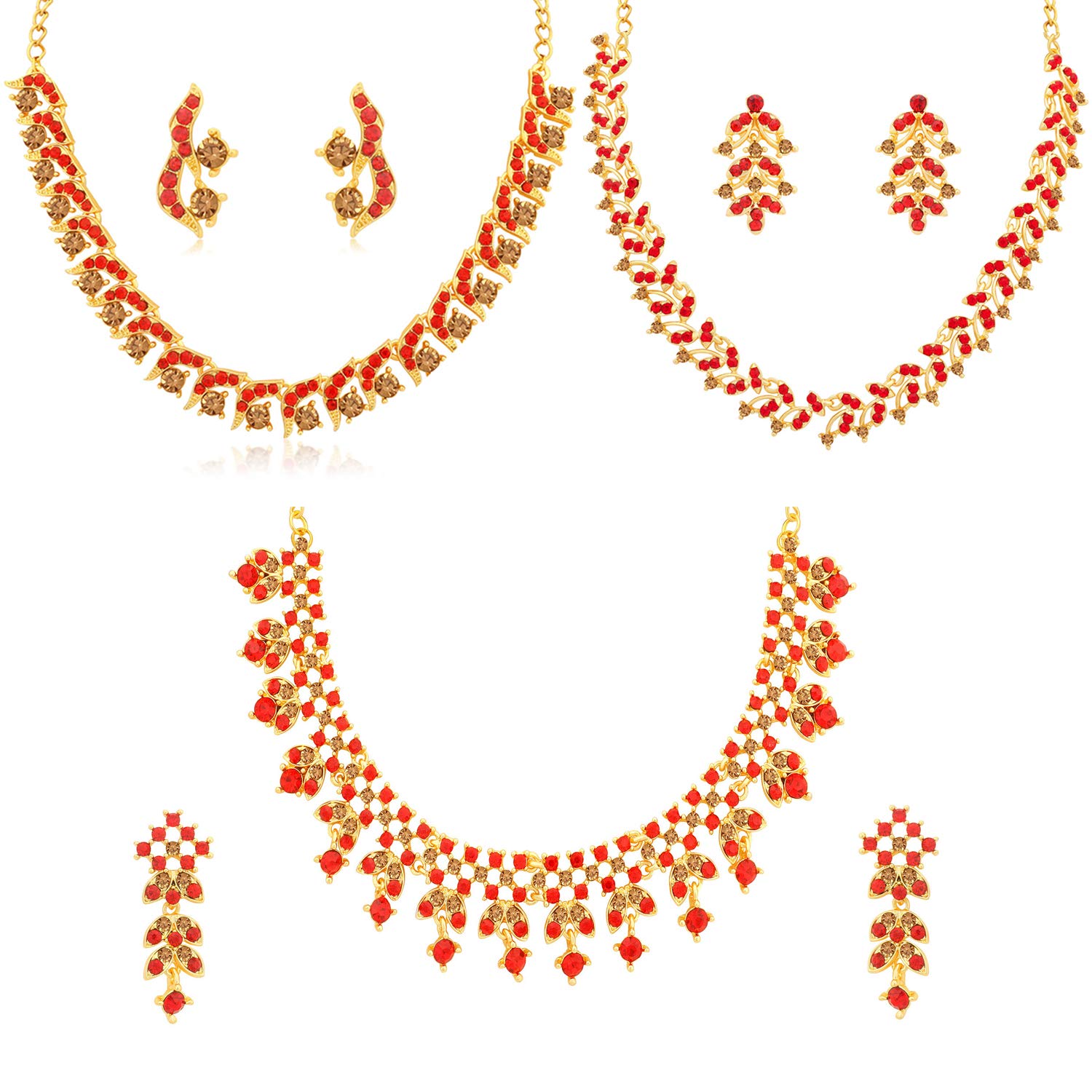 Sukkhi Charming LCT and Red Stone Gold Plated Necklace Set Combo for Women (B0BT1QXH56) Amazon Price History, Amazon Price Tracker