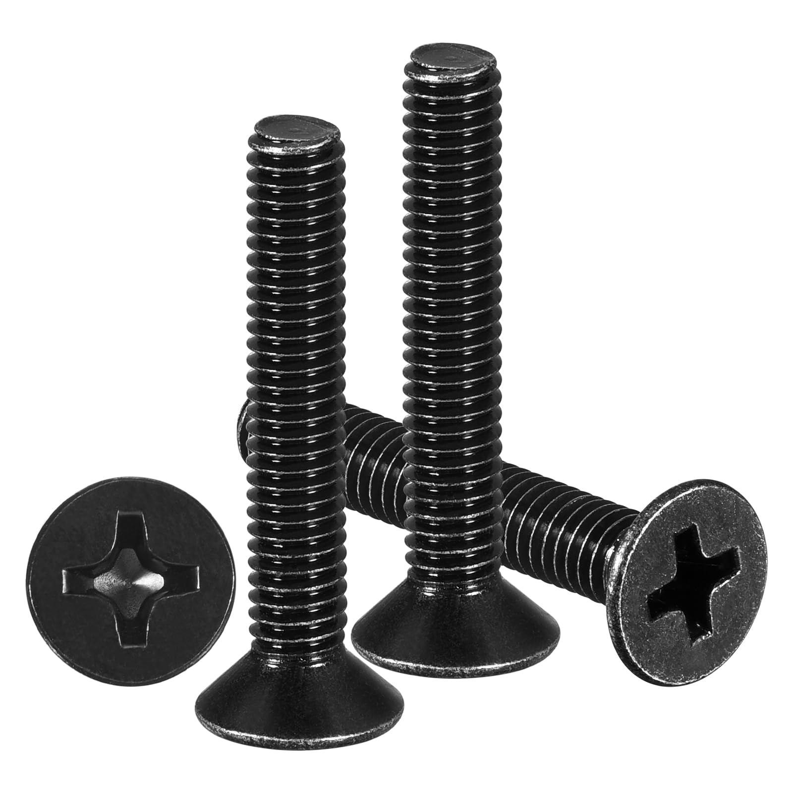 METALLIXITY Phillips Flat Head Machine Screws Bolts (M4-0.7x25) 25Pcs, Stainless Steel 304 Countersunk Cross Screws - for Household Indoor Maintenance Installment DIY, Black