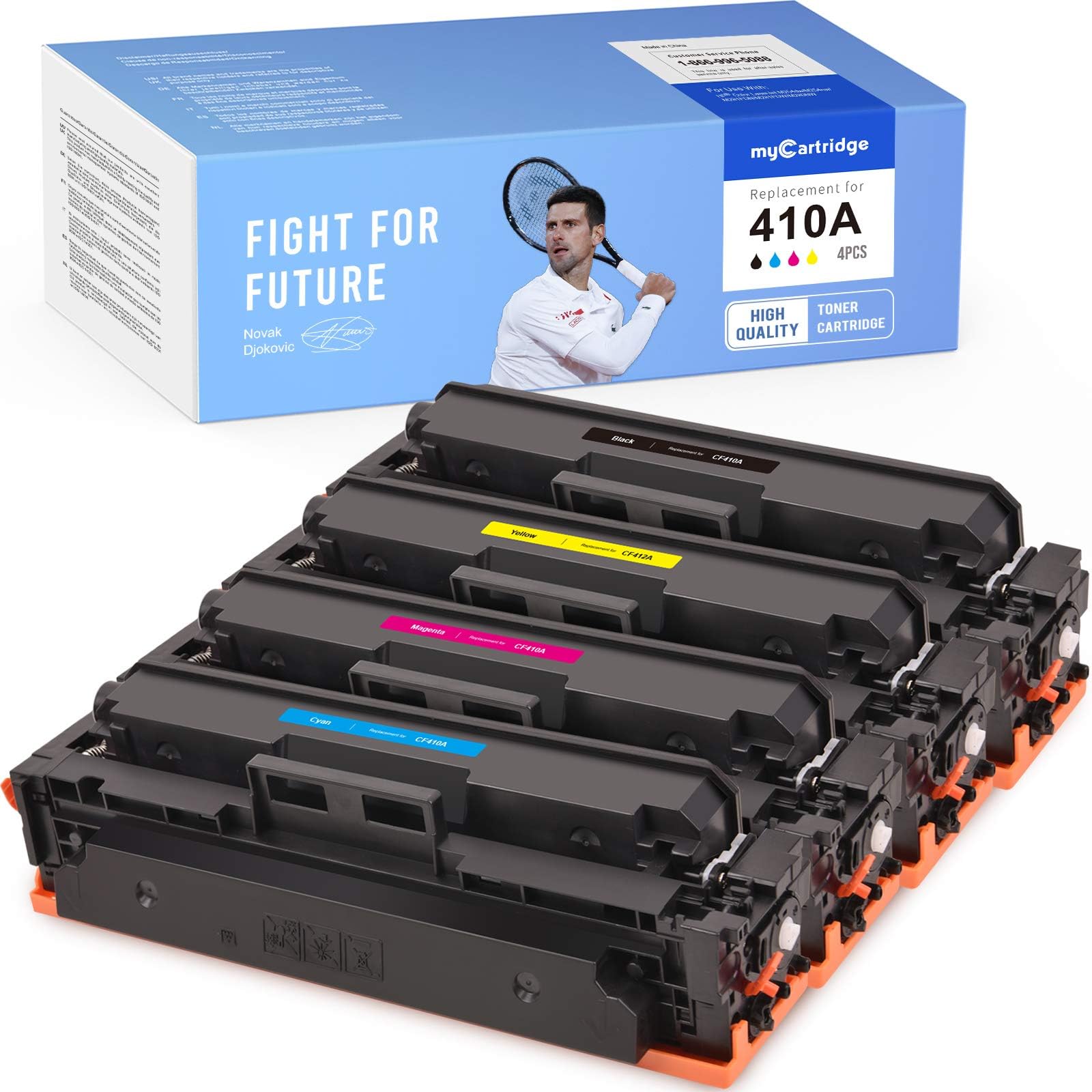 myCartridge Compatible Toner Cartridge Replacement for HP 410A CF410A CF411A CF412A CF413A 410X CF410X Used for Laserjet Pro MFP M477fdw M477fdn M477fnw Printer(Black,Cyan,Yellow,Magenta,4-Pack)