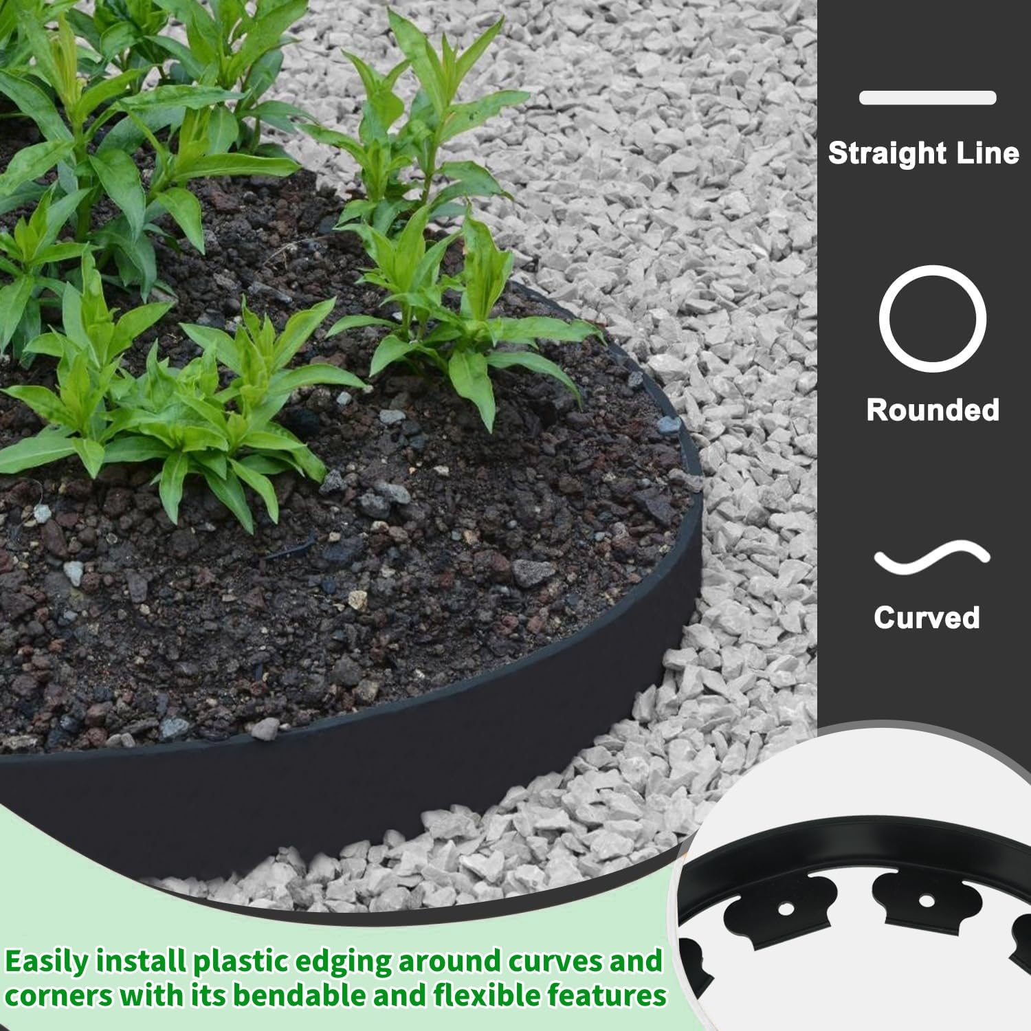 LATERN Bordure De Pelouse Flexible 5M X 5CM Avec 15 Piquets - Aménagement Jardin Sans Creuser
