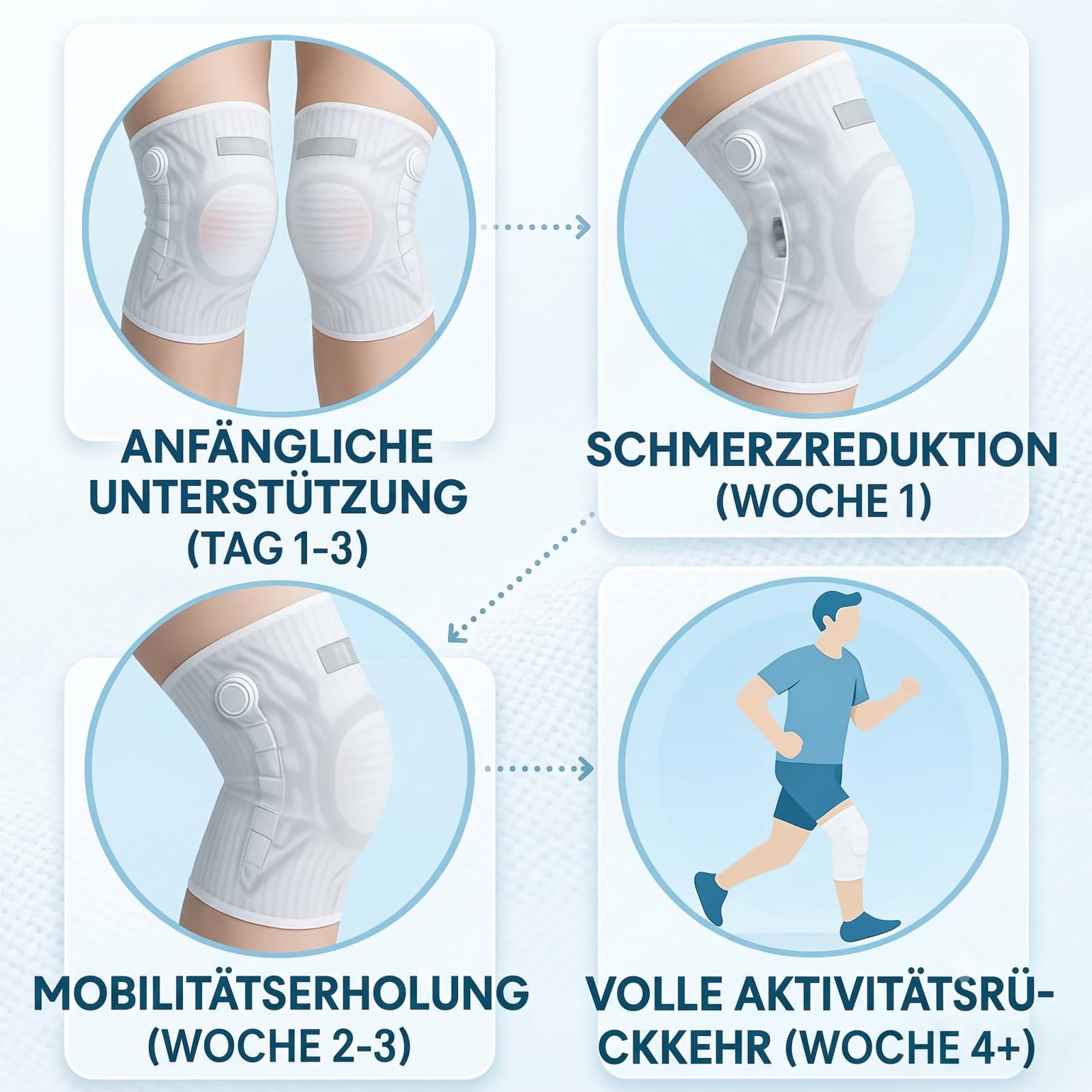 VILAO Kniebandage mit Drehverschluss,Gelenkrehabilitation und den Alltag (Grauweiß-L,M)