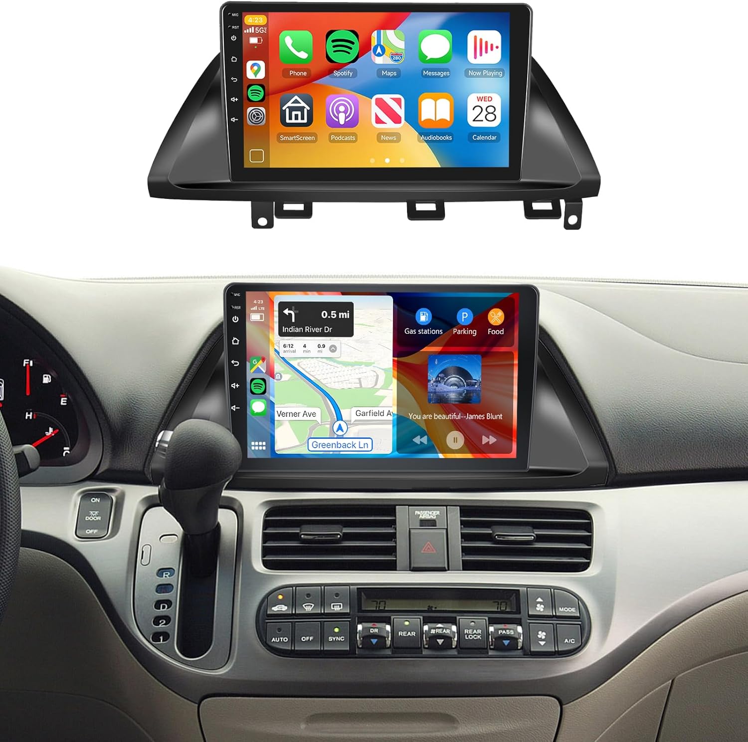 5Ghz WiFi Car Radio Stereo for Honda Odyssey 2005-2010 2+64G, 10.1" Touch Screen/Android 15/Wireless CarPlay/Android Auto/DSP EQ/GPS Navigation/Bluetooth/FM/RDS/SWC/HD Backup Camera
