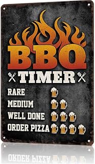 Funny Signs BBQ Timer Chart Tin Sign Vintage Metal Signs For Restaurant Kitchen Bar Cafe Wall Decor 8x12inch