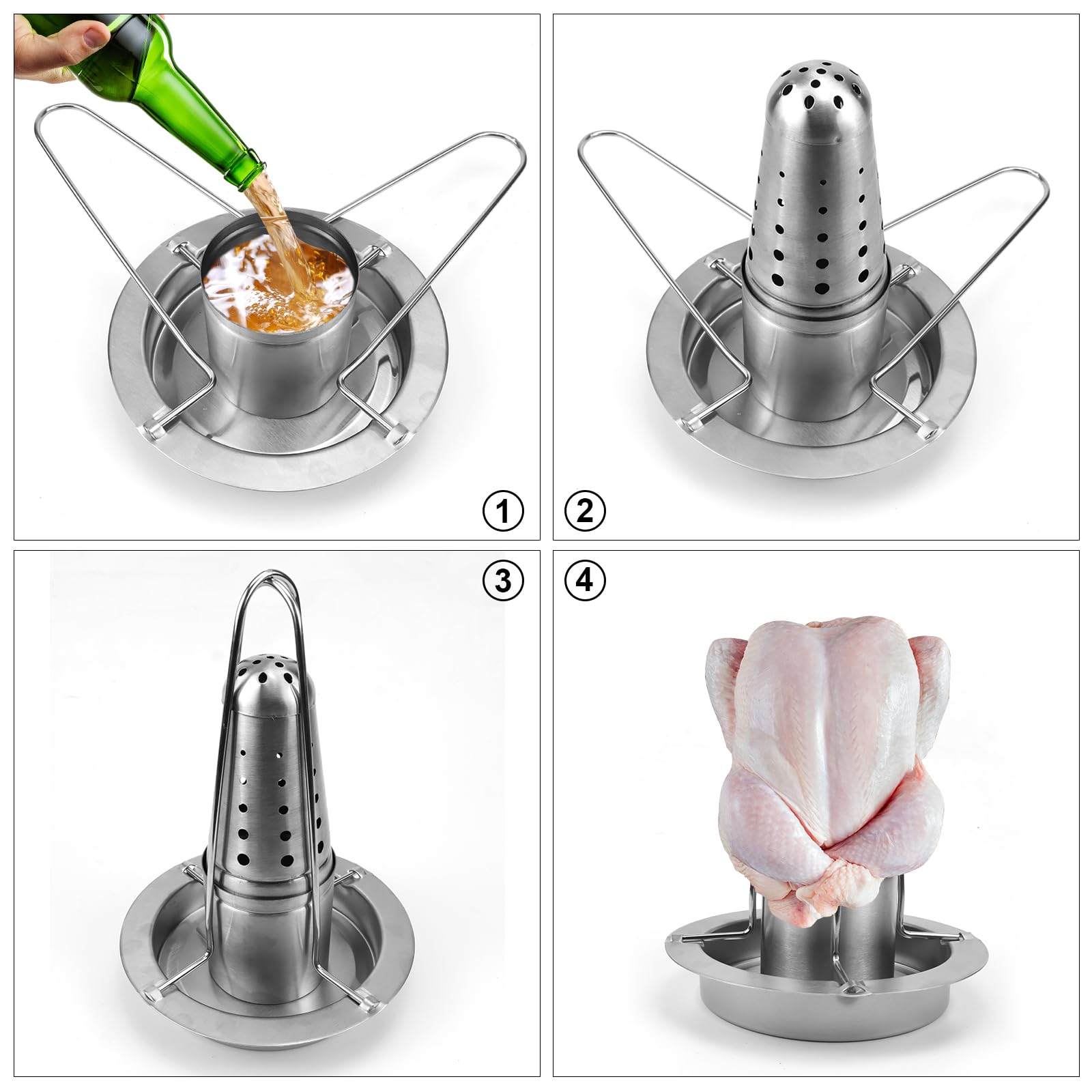 Support de Poulet Support à Poulet Support Poulet Support Poulet Barbecue en Acier Inoxydable pour Four, Barbecue, Poulets Accessoires Gril