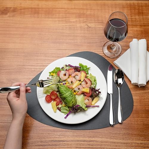 Vista 17 de Mantel individual ovalado de vinilo gris - en relieve - 16 x 12 pulgadas - caja de 6 unidades - Restaurantware