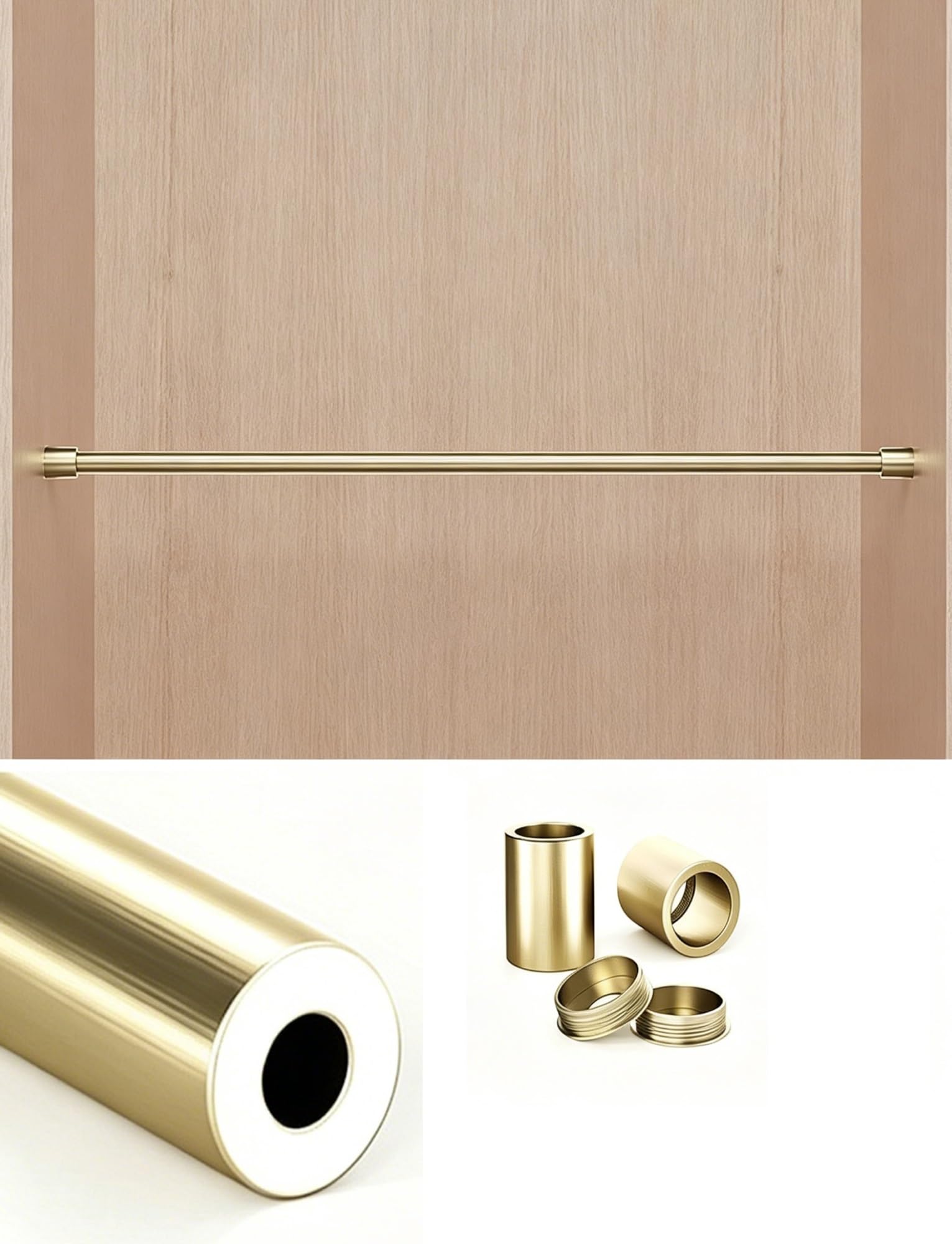 Long Floating Shelf Railing Rod, Aluminum Shelf Guardrail Set, Closet Front Decorative Rod, Multicolor, 11-42 Inch(Gold,29in (74cm))
