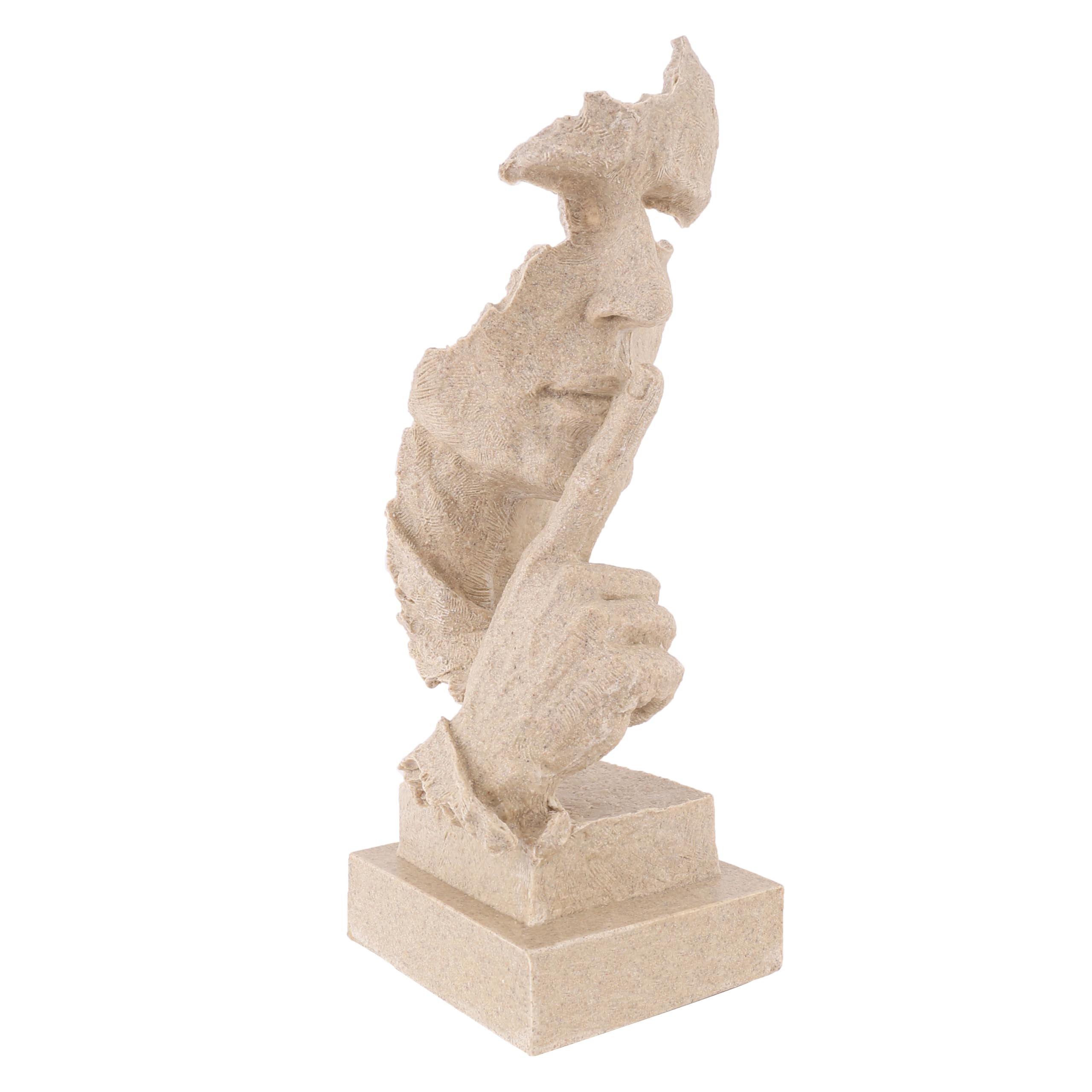 Desklens Thinker Statue, Silence is Gold Abstract Art Sculpture, Modern Home Resin Statue,Table Top Display for Home(Beige)