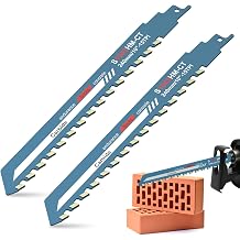 2PCS Reciprocating Saw Blades, 10 inch Concrete Saw Blade Masonry Cutting Blade Carbide Tipped Saws Blades Heavy Duty Recip Saws with Universal Shank for Brick Cement Composite Panel S1543
