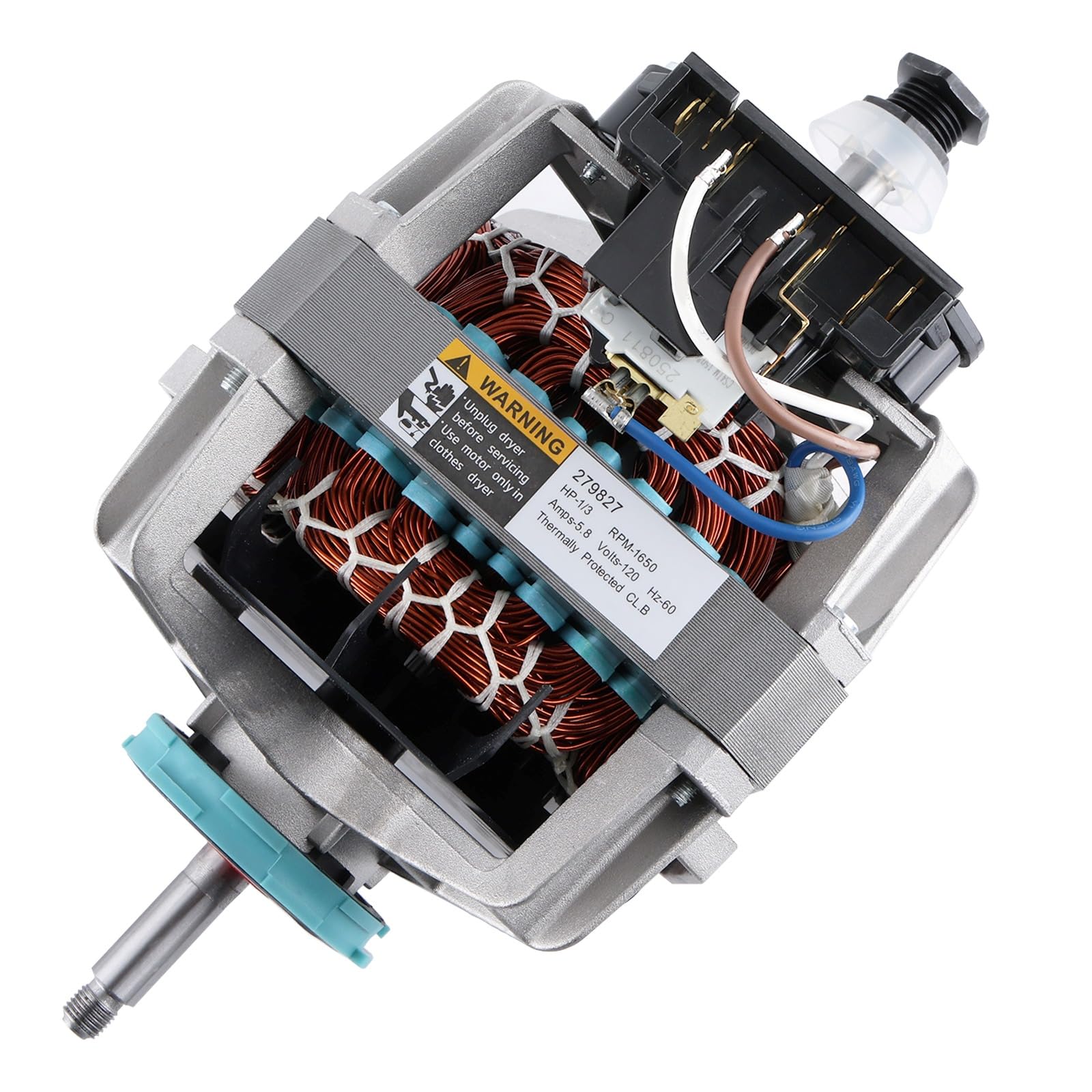 279827 W10396029 3976707 Dryer Drive Motor with Pulley Replacement for Whirlpool Amana Maytag Kitchenaid Kenmore 110 Series, Fits WED4815EW1/0, NED4655EW1/0, MEDC215EW1/0, MEDX655DW1/0, LER3624EQ1/0. - 1