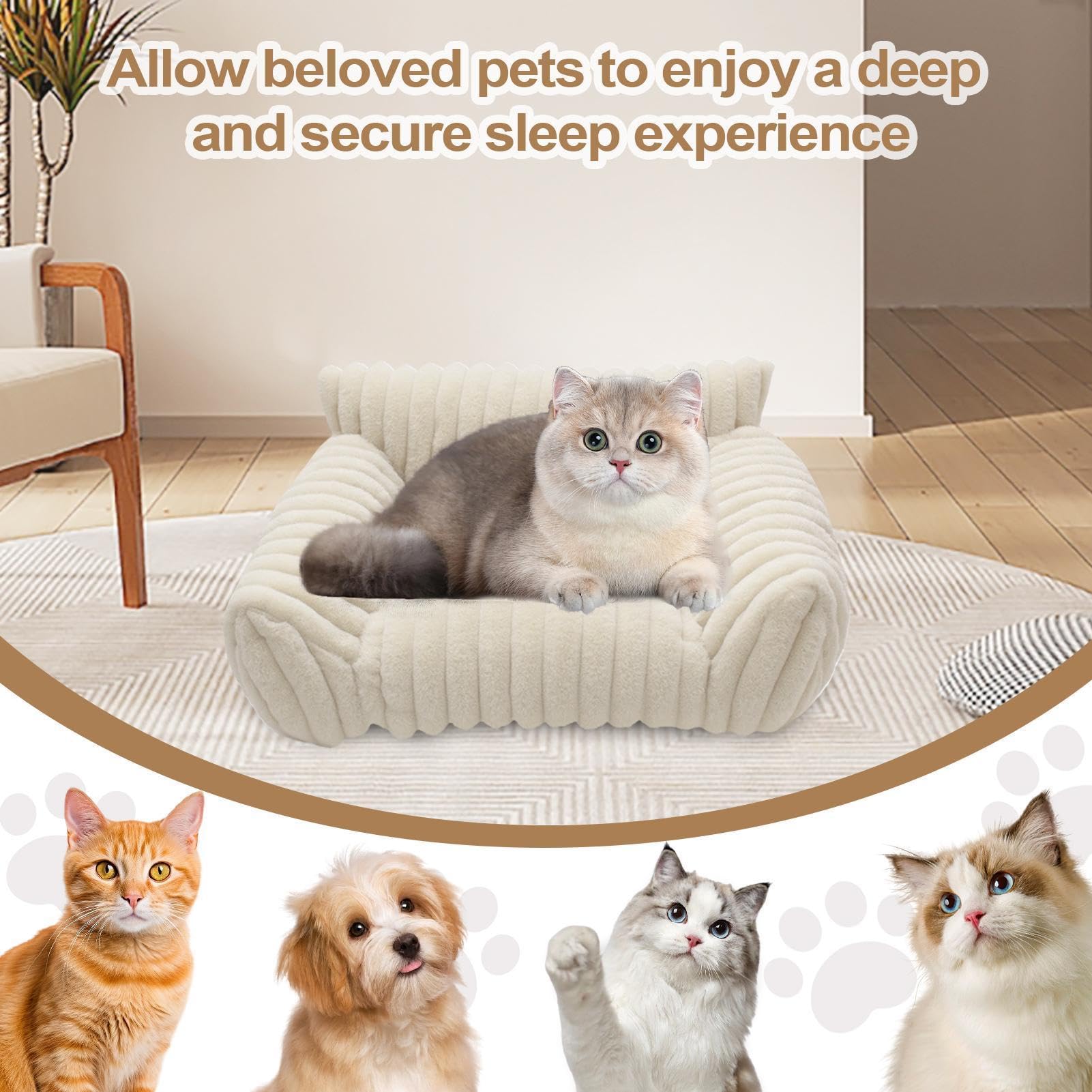 Sofá Cama De Felpa Para Mascotas: Sofá Acolchado Suave Para Gatos, Muebles De Descanso Para Animales Resistentes A Las Mordeduras, Para Dormir Cómodo Y Antideslizante | Para Dormitorio, Sala De E