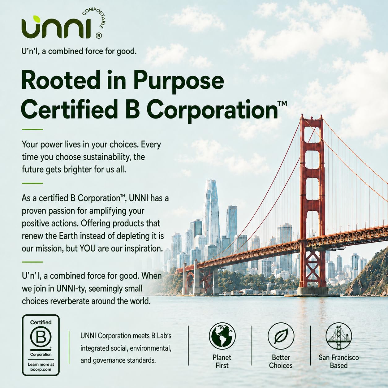 UNNI ASTM D6400 100% compostables Bolsas de Basura, 4 galones, 15 litros, 100 Unidades, Extra Gruesa de 0,75 milésimas de Pulgada, los Estados Unidos y Europa BPI Ok Compost Home Certificados