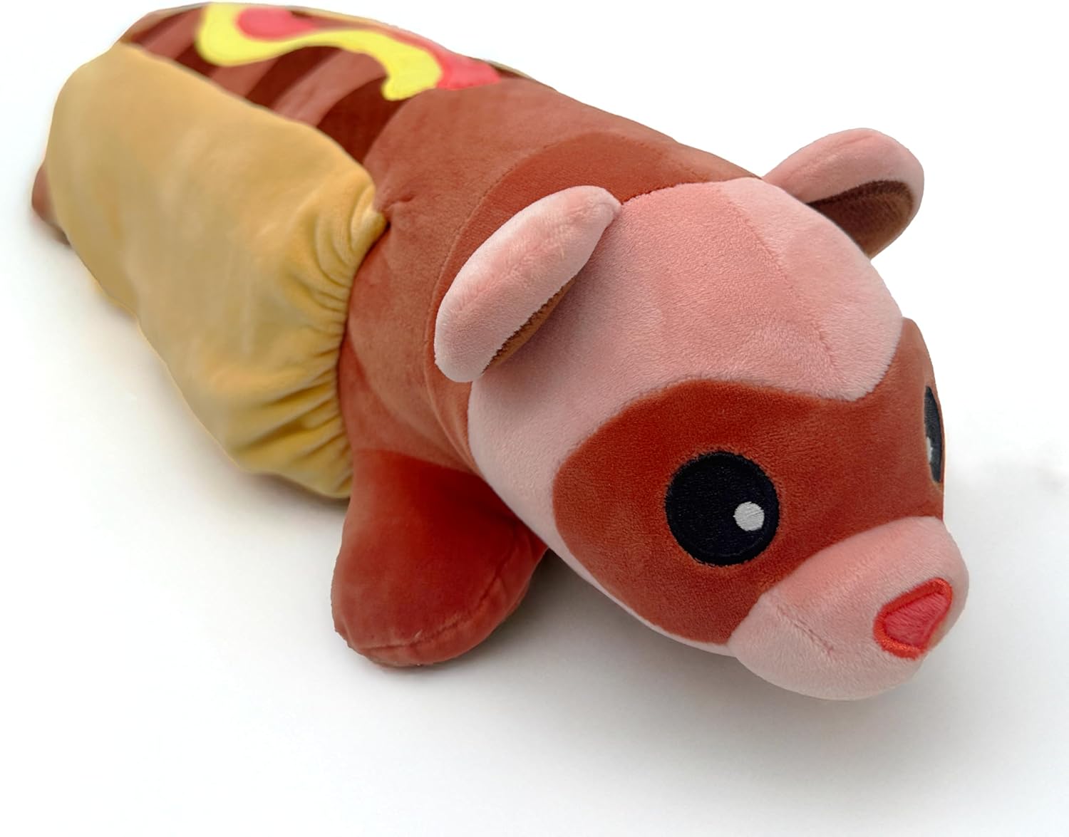 XL Hot Dog Ferret Plush with 12"x15" Pocket for Heating Device | 2 Foot Long Body Pillow Stuffed Animal