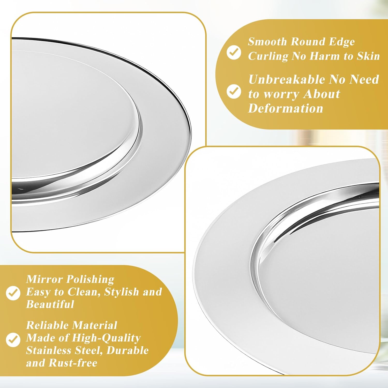 Blcculi 12 Pack Stainless Steel Charger Plates,13 Inch Metallic Silver Charger Plates,Round Stainless Steel Chargers for Dinner Plate,Wedding,Party Decroation