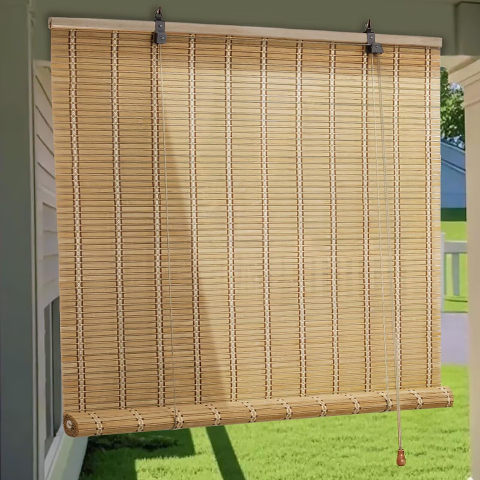Bamboo Roller Shades Roman Shades for Window: Bamboo Blinds for Interior Windows and Outdoor Patio,Roll Up Blinds for Indoor Porch Light Filtering
