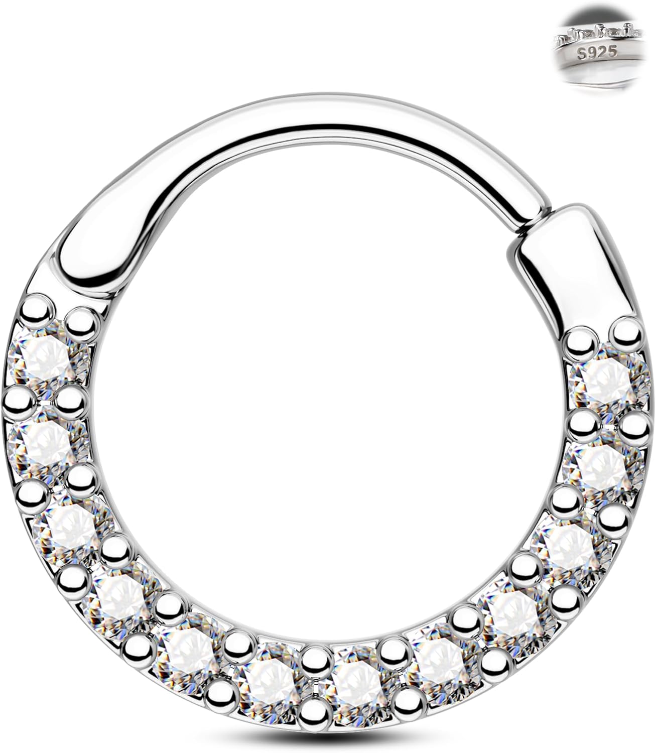 Jewseen 925 Sterling Silver Septum Rings 16g Septum Jewelry Cartilage Hoop Earrings Daith Helix Tragus Earrings for Women