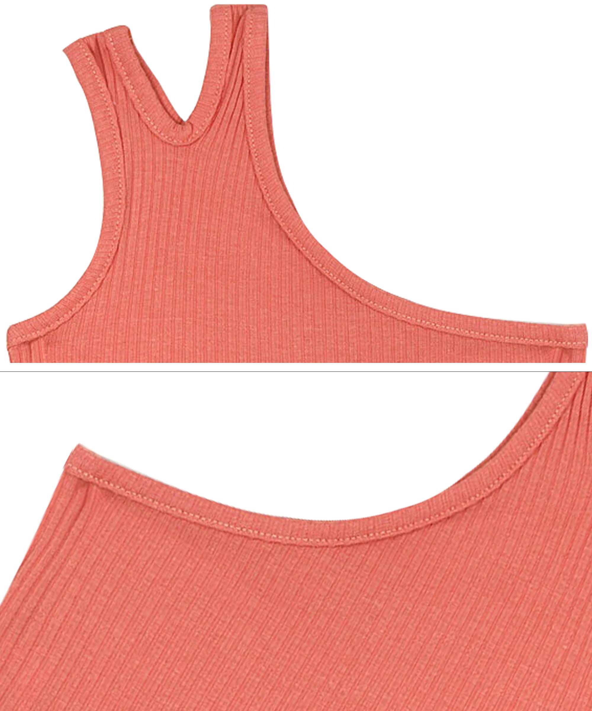 SEAUR - Canotta da ragazza senza maniche Canotta morbida in cotone crop Top 2 Pack Gilet corto a costine Canotta da 1 a 7 anni