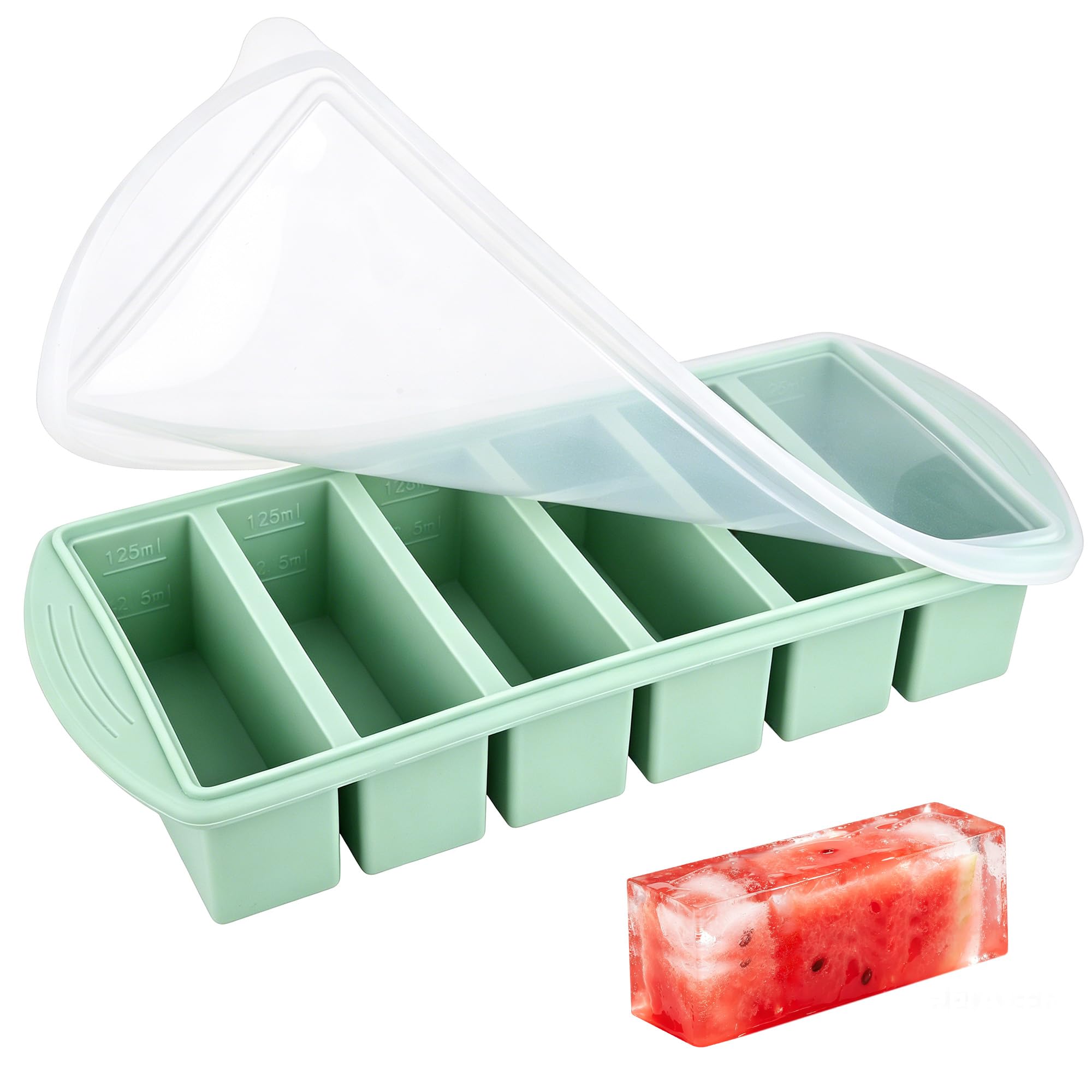 QUELIEN Silikon Gefrierform mit Deckel – Portionierer zum Einfrieren von Suppe,Brühe & Aufläufen – BPA-freier, stapelbarer Meal-Prep Behälter