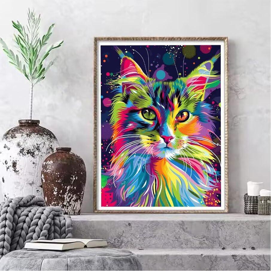 Couleur kit peinture diamant DIY chat grand format à offrir aux adultes