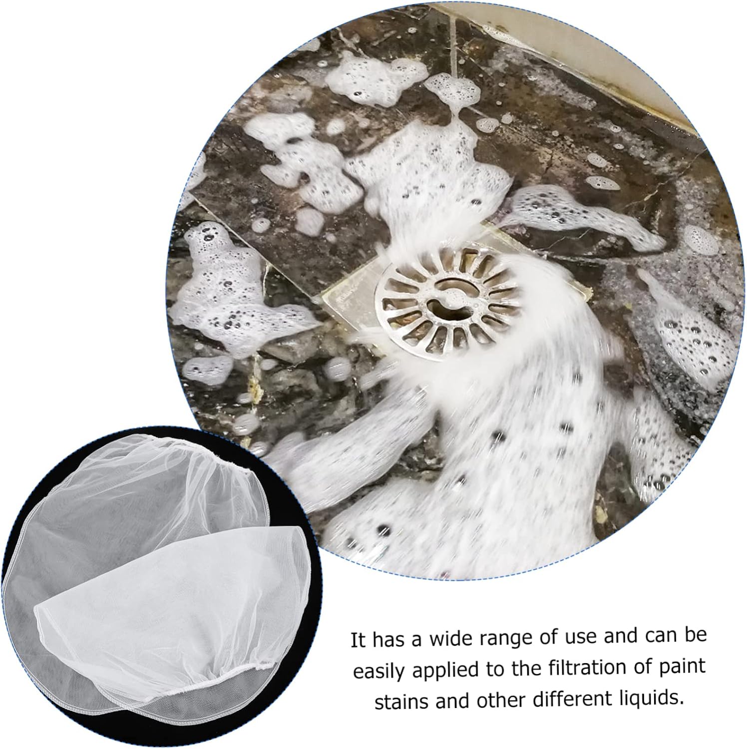 Zerodeko 5pcs Professional Mesh Filters Bag Polyester Mesh Strainer Bags Easy Elastic Opening for Paint Filtration