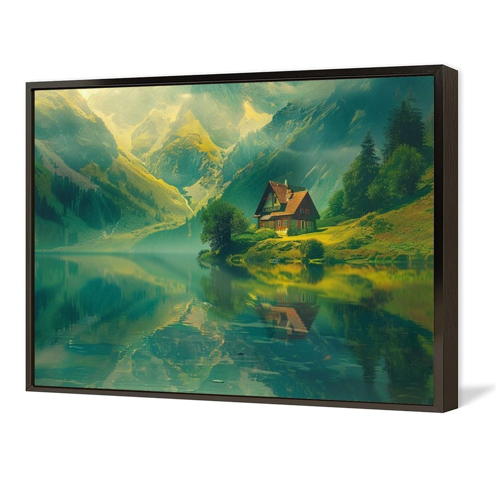 山森林小河絵インテリア※飾り収蔵