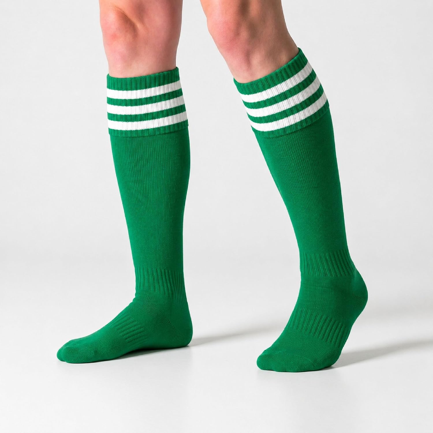 COUVER Youth Knee High Tube Socks - Kids Triple Stripe Athletic Nylon Sports Socks for Soccer, Baseball, Softball & Cheer