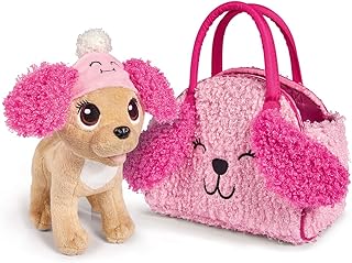 Simba 105893510 Chi Love Fluffy Friend/Chihuahua - Cane di peluche con berretto e borsa abbinata, 20 cm, 3 anni +, Beige/Rosa