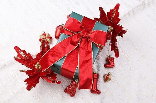 Miniatura 6 de Cinta de terciopelo navideño de 2.5 pulgadas x 10 yardas, cinta con alambre de 2.5 pulgadas de ancho para decoración de manualidades de Navidad,
