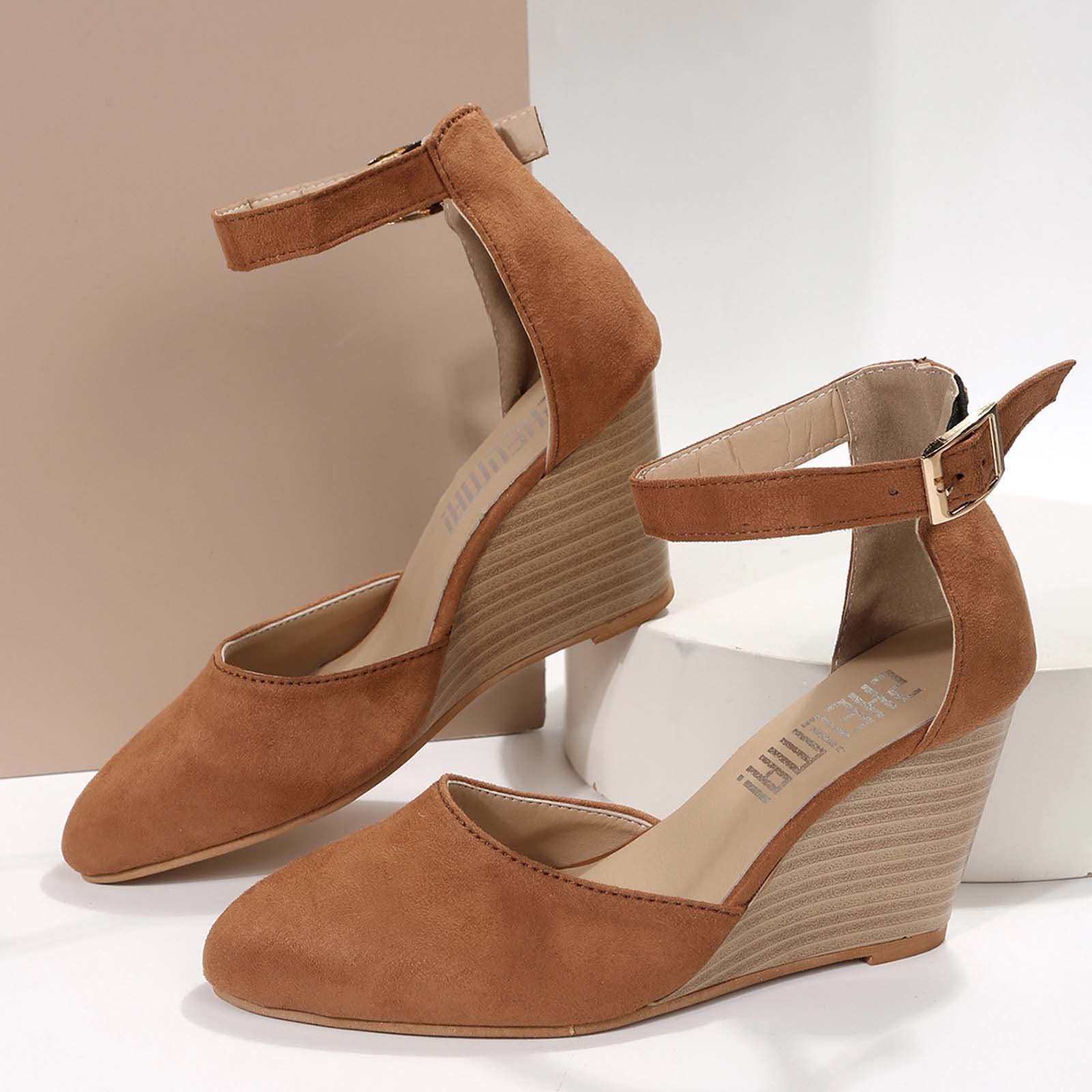 RLEHJN Mule Femme Cuir Bout Fermé Soldes Sandales Plates Toe Comfy Casual Antidérapants Semelle One Mot Boucle Chaussures Femme Talon Compensé Chic Sandale De Marche Plantaire Confort Anti-Dérapant