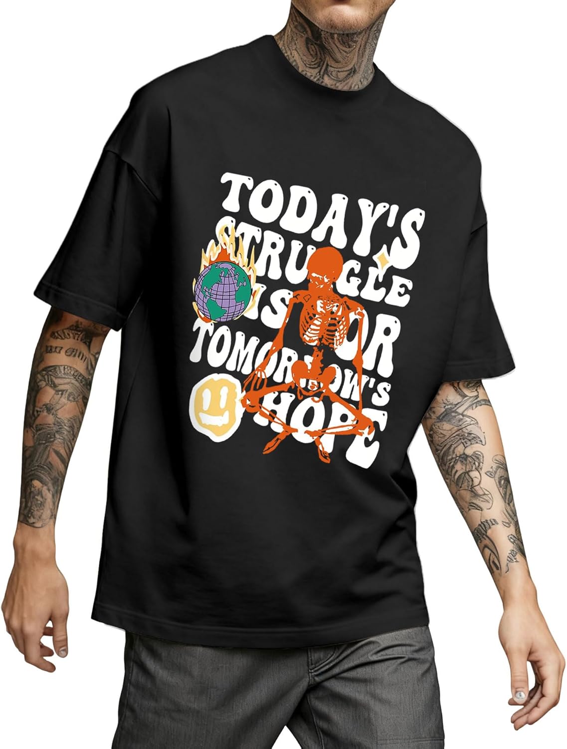 Bealin Mens Graphic Tees Oversized Creative Graffiti Short Sleeve Shirts Summer Casual Rapper Streetwear Y2k Tops Tshirt - Image 2