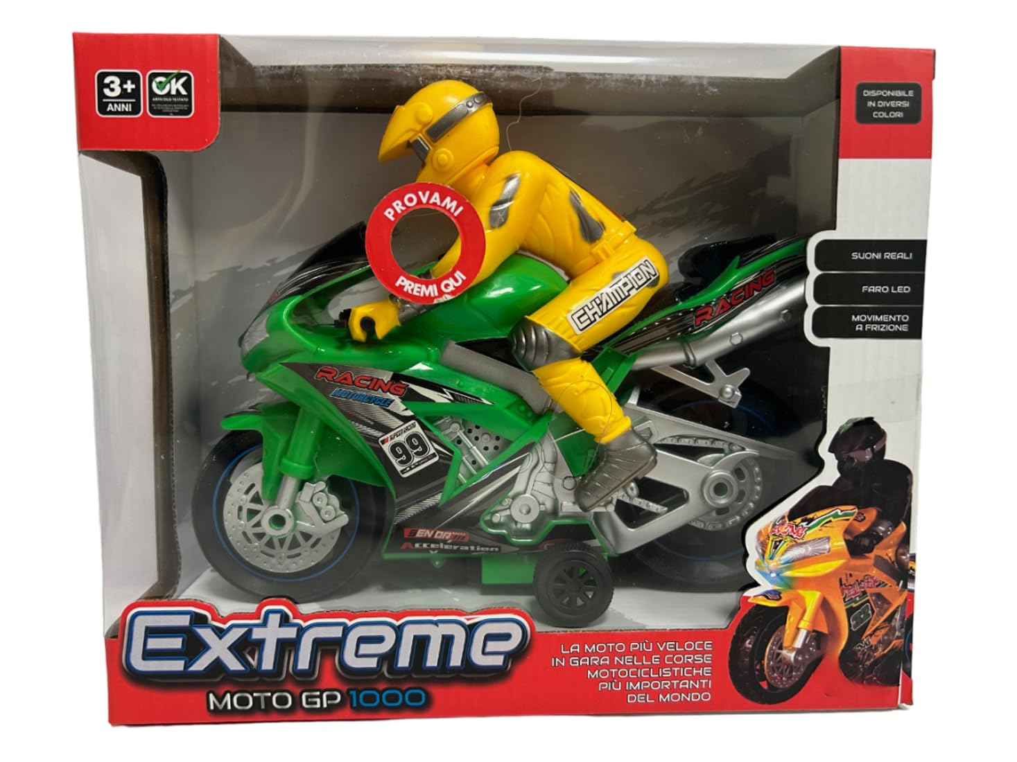 Generico Juguete para moto, luces y sonidos reales, para moto, con piloto grande, para carreras de embrague, Super Racing, para moto, juguete de carretera deportivo, colores surtidos (B)