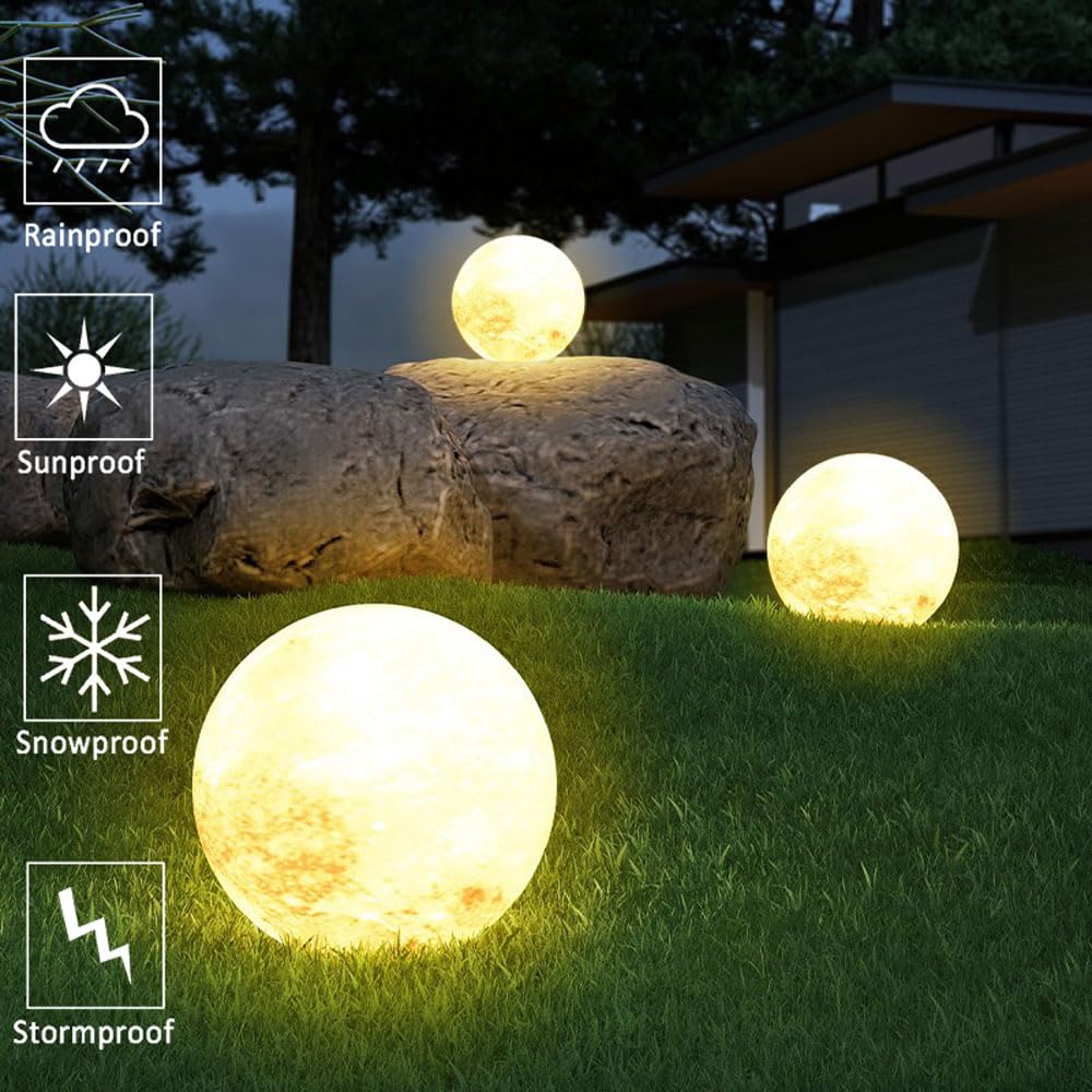 Luz De Globo Solar Luz De Bola Brillante Solar Al Aire Libre con Control Remoto, Luz De Orbe Solar Impermeable IP65, Iluminación De Paisaje Lámpara De Luna para Decoración De Camino