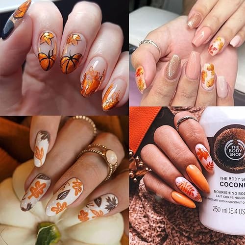 Miniatura 6 de Calcomanías de arte de uñas de otoño, hojas de arce 3D, calcomanías de uñas de día de pavo, hojas de otoño amarillas, calcomanías autoadhesivas para