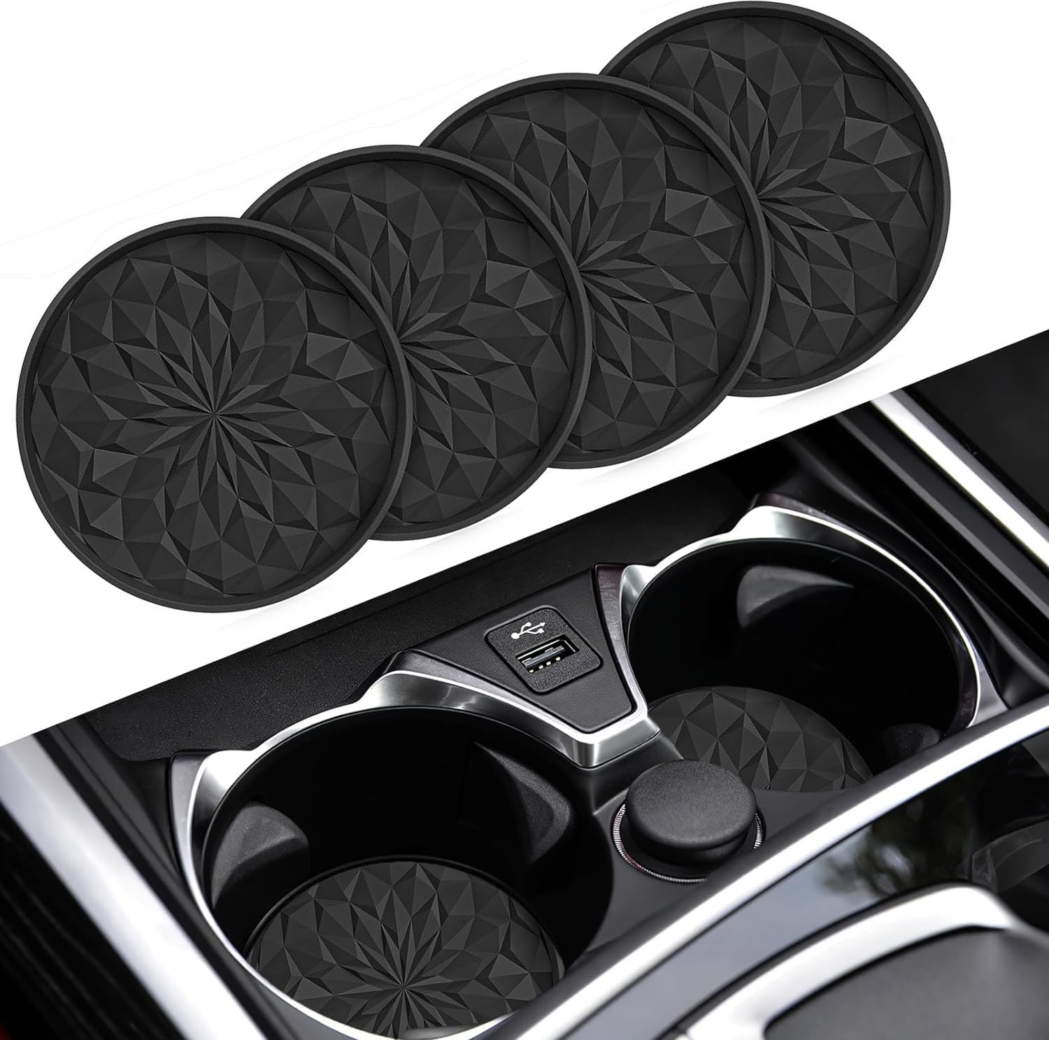 LBOYLOVE Car Cup Coaster, Diameter for Most Cars 4PCS Universal Non-Slip Cup Holders Embedded in Ornaments Coaster, Car Interior Accessories,Auto Interior Essential Accessories