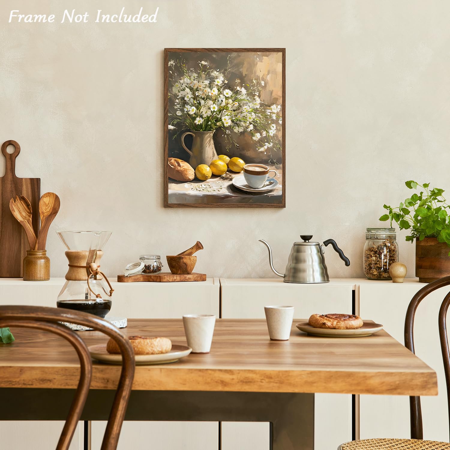 Vintage Floral Wall Art Poster, Lemon Kitchen Pictures Wall Decor Daisy Still Life Print For Bedroom Living Room 12x16 In Unframed - View #8